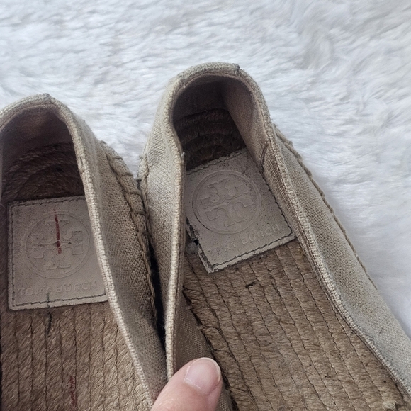 TORY BURCH Weston Flat Espadrille Canvas Slip-On Leather Logo - Picture 6 of 9